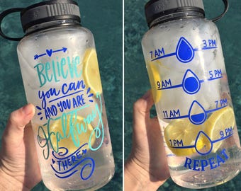 Water Tracker Water Bottle, Water Intake Tracker, Inspirational Water Bottle, Screw On Lid, Drink Your Water, 34 oz, Water Goals, Drink Up,