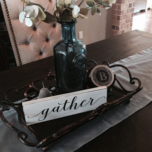 Gather Wood Sign, Small 3.5x12, Farmhouse Decor, Fixer Upper Style, Distressed, Painted Wood Sign, Kitchen Sign, Gallery Wall, Collage Wall image 3