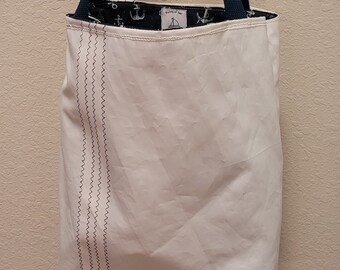 Recycled Sail Tote with Nautical Lining and Inside Pocket