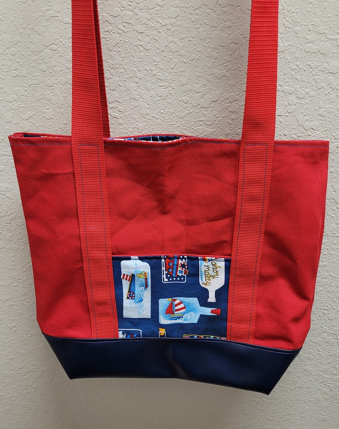 Nautical Red Waxed Commute Tote