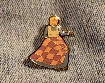 Vintage Woman Quilting Lapel Pin Hat Pin
