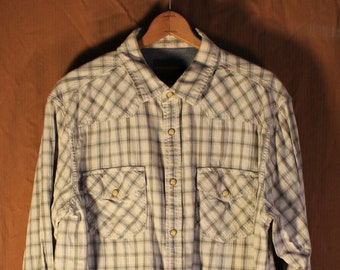 Large Men's Long Sleeve Plaid Shirt Snap Button Northwest Territory Brand Cowboy Western #027