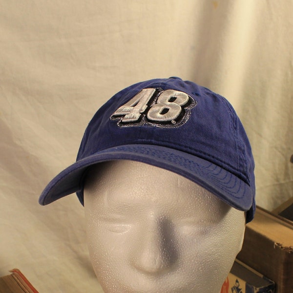 Vintage Nascar #48 Adjustable Truckers/Baseball Hat/Cap One Size Fits All Blue with Embroidery by The Game #0055