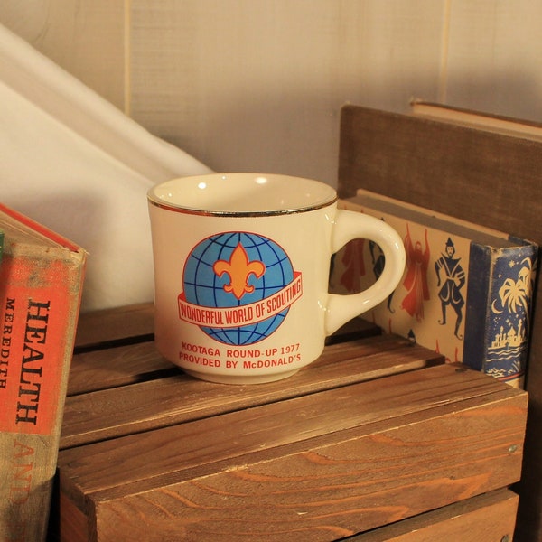 Vintage Boy Scouts of America Kootaga Round-Up Coffee Mug Provided by McDonald's 1977 "Wonderful World of Scouting" Stock #X605