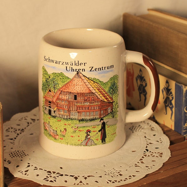 Vintage "Schwarzwalder Uhren Zentrum, Titisee" Stoneware German Beer Stein Mug