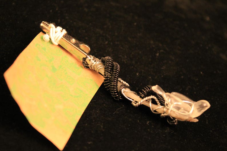 Dread Clip Rusty Bones Skeleton Hand Holding Bird Wire Wrap Glow In Dark!