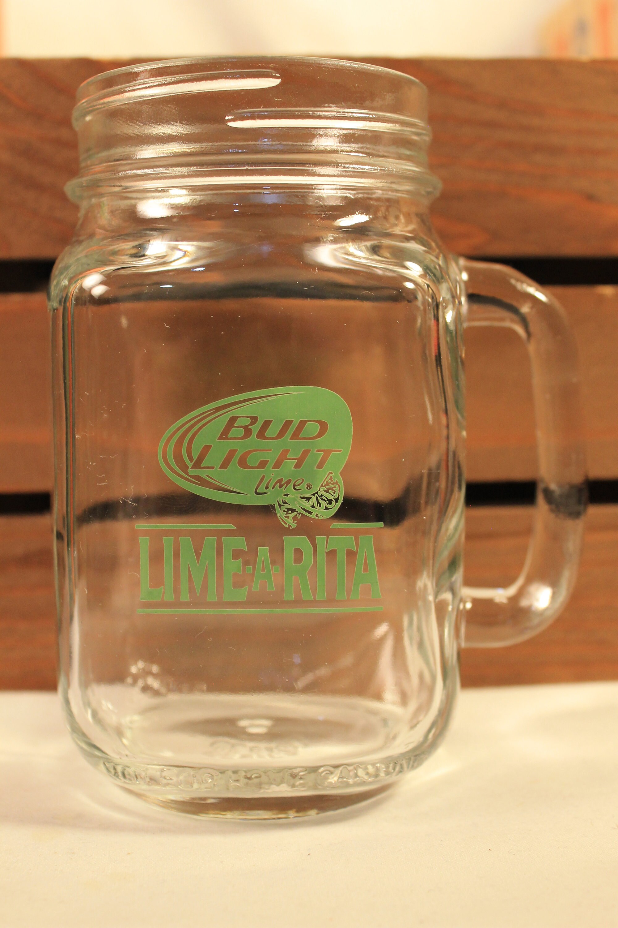 NEW - Bud Light Lime-A-Rita Clear Drinking Mugs Mason Jar Glasses  5-1/4''Tall