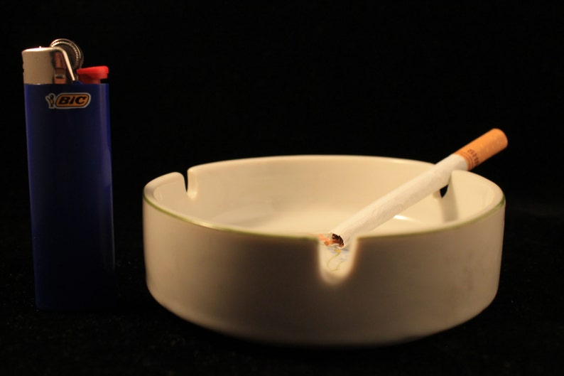 Flower Ashtray Vintage Porcelain Round White Ashtray Wild Flowers
