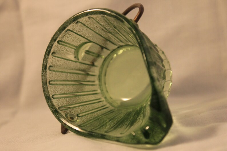 Coal Bucket Ashtray Vintage Green Federal Glass Etsy