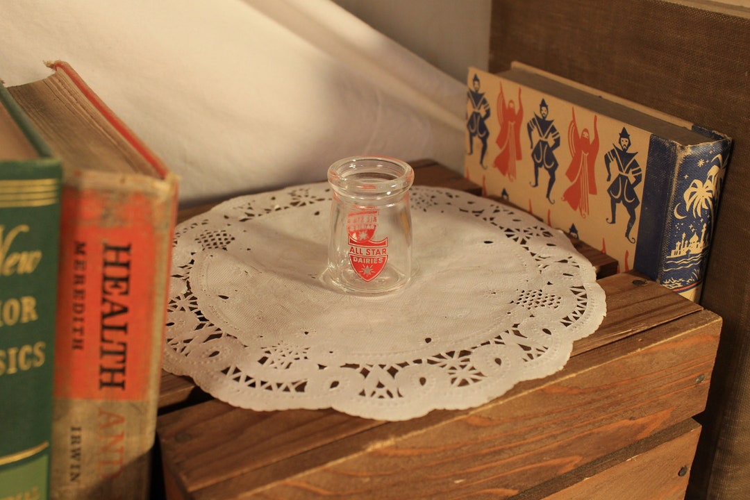 Vintage Small Glass Creamer Bottle All Star Dairies Stock Etsy