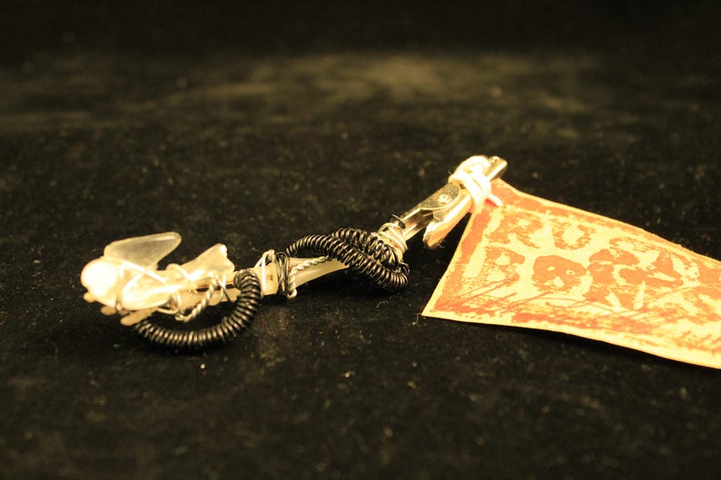 Dread Clip Rusty Bones Skeleton Hand Holding Bird Wire Wrap Glow In Dark!