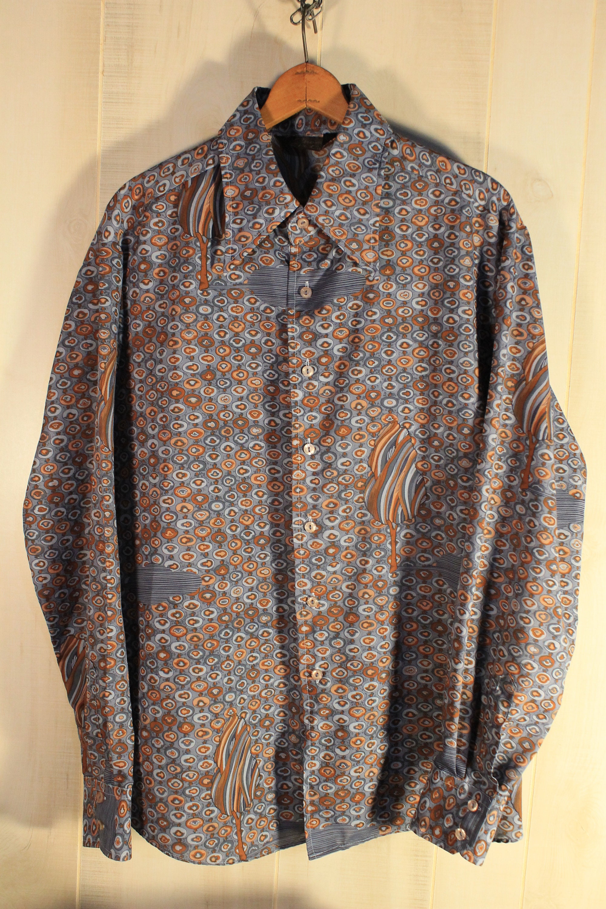 豪華で新しい Large 16 Chemi Buttons Shirt Sleeve Long Men's Vintage 1/2 ウェア・シャツ