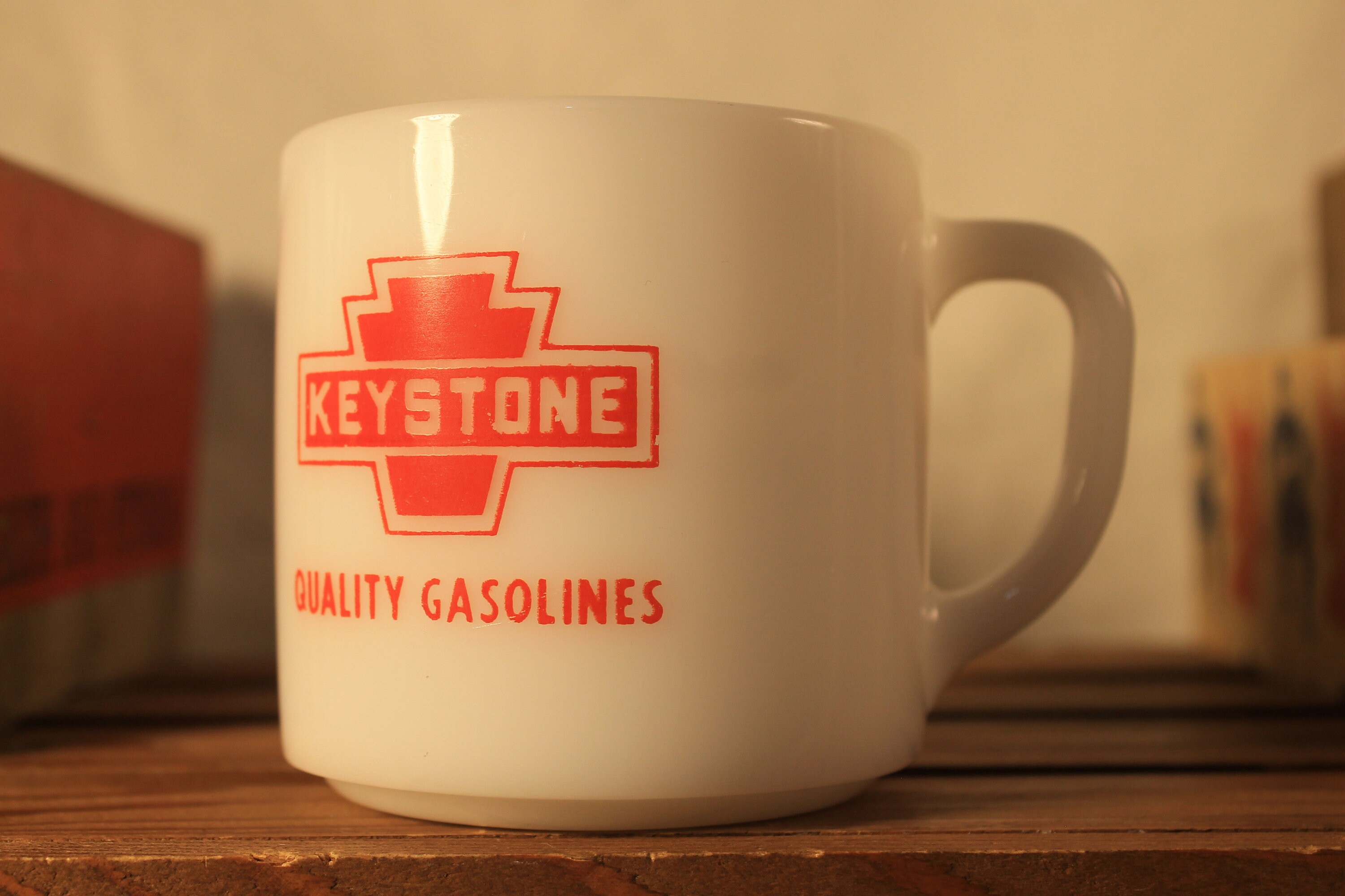 Keystone Quality Gasoline Mug Vintage Milk Glass Advertising Etsy