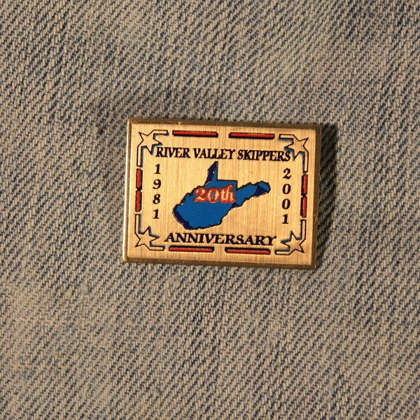 Vintage West Virginia River Valley Skippers 20th Anniversary Hat or Lapel Pin