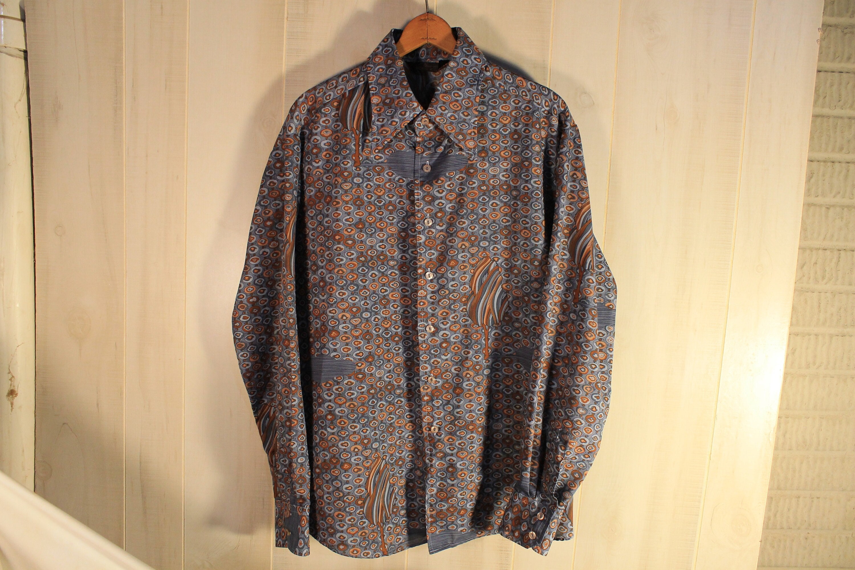 お礼や感謝伝えるプチギフト Large Chemi Buttons Shirt Sleeve Long Men's Vintage 1/2 16 ウェア・シャツ