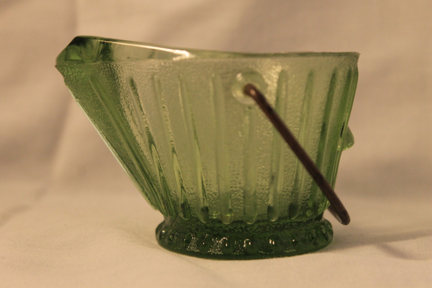 Coal Bucket Ashtray Vintage Green Federal Glass Etsy