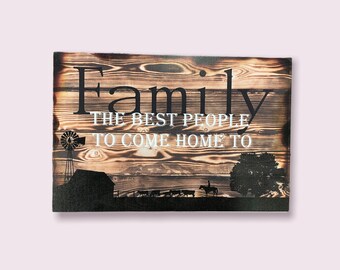 Burnt Wood Family Metal Sign