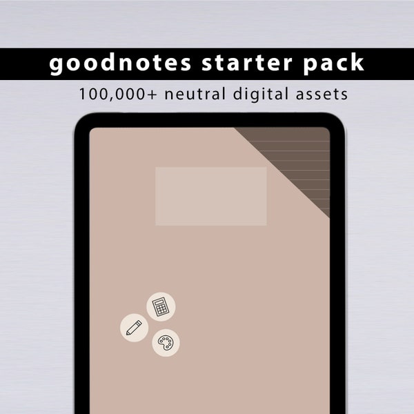 mega bundle – 100,000+ neutral digital downloads | brown digital notebooks, covers and stickers | goodnotes pack