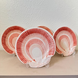Vintage Fitz & Floyd Oceana Seashell Plates - Hand-Painted Coastal Dining Set of 4