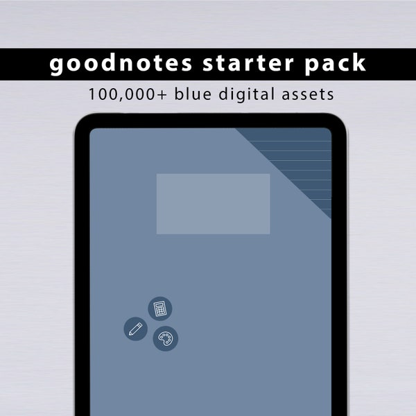 mega bundle – 100,000+ blue digital downloads of covers, papers and stickers | goodnotes pack