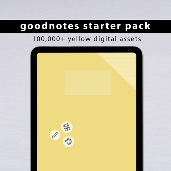 mega bundle – 100,000+ yellow digital downloads of covers, papers and stickers | goodnotes pack