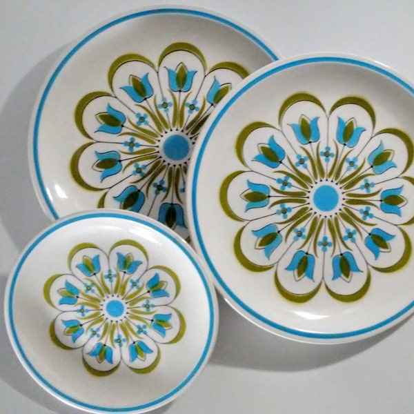 WOW! Gorgeous Cerastone Mikasa Crest Large Plates with a Salad Plate. Quality Etsys Vintage Kitchen