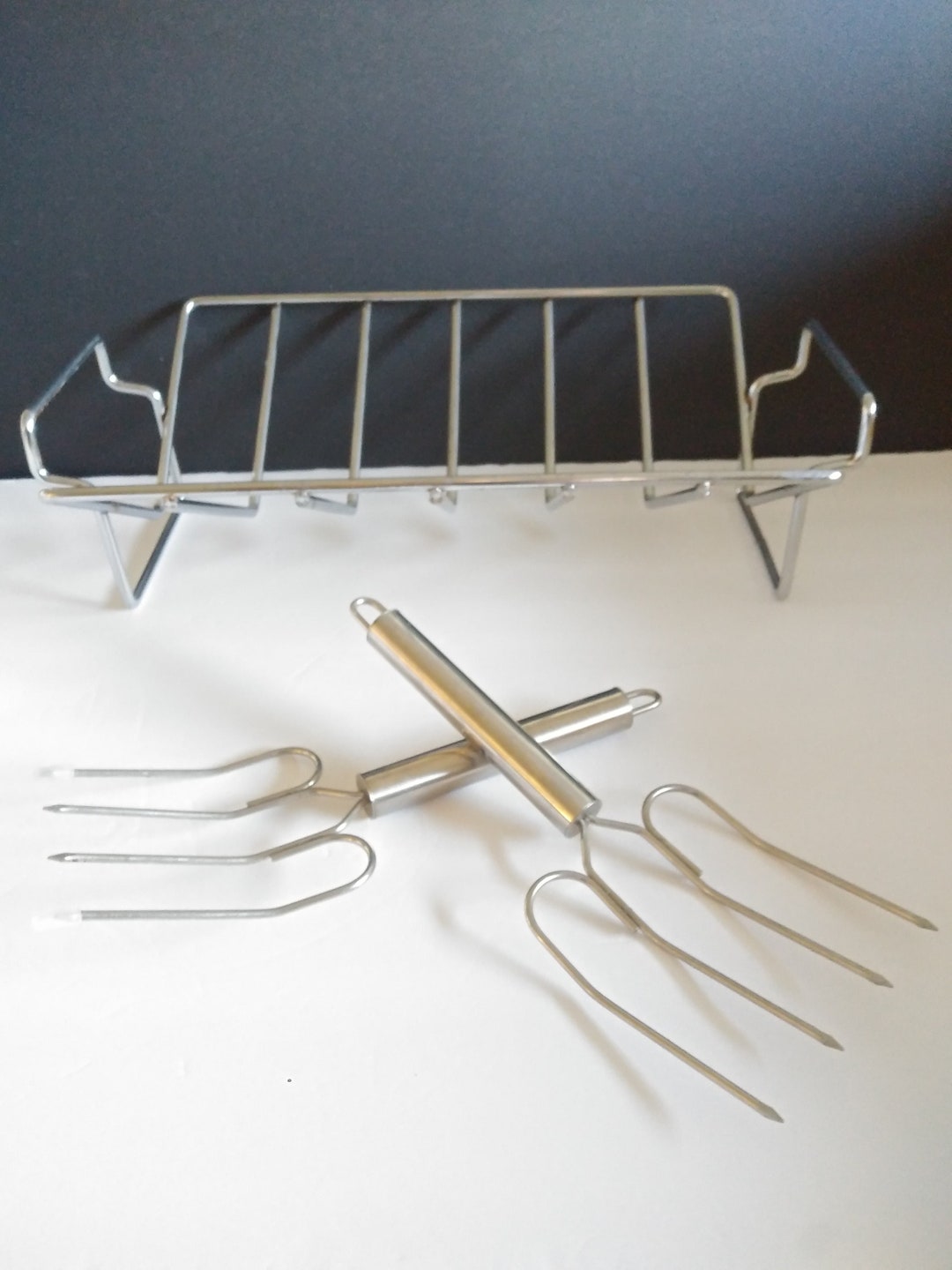 TURKEY Meat Roasting Rack With Handles Plus Meat Forks Large Etsy