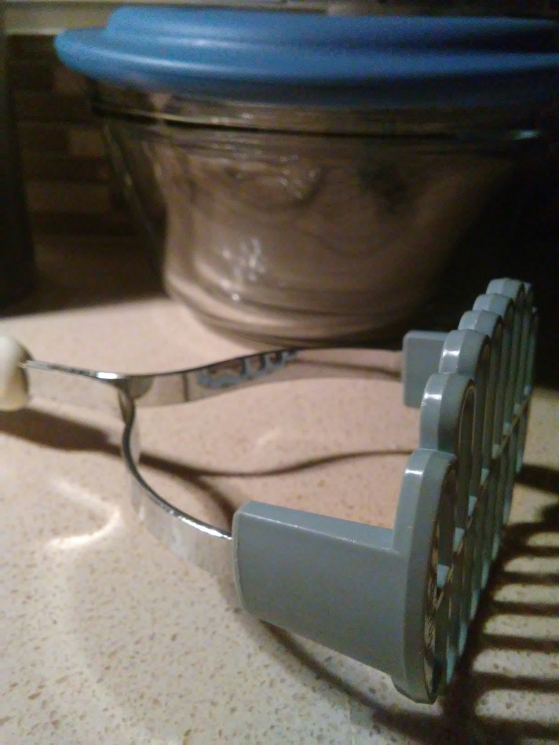 Blue Grey with White with Handle Stainless Steel Gadget BONNY Potatoe Masher Etsys Vintage Kitchen
