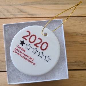 2020 Review Ornament, Ceramic Ornament, Year In Review Ornament, , Pandemic Ornament, It Was Terrible A Terrible Year, Funny Christmas Gift Burgundy