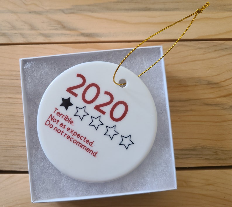 2020 Review Ornament, Ceramic Ornament, Year In Review Ornament, , Pandemic Ornament, It Was Terrible A Terrible Year, Funny Christmas Gift Burgundy