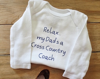Dad's A Cross Country Coach Baby Clothes, Coach Gifts, Dad Pregnancy Announcement, Coaching Gift