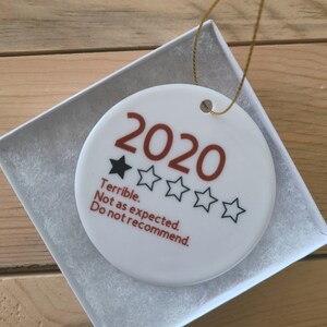 2020 Review Ornament, Ceramic Ornament, Year In Review Ornament, , Pandemic Ornament, It Was Terrible A Terrible Year, Funny Christmas Gift Maroon