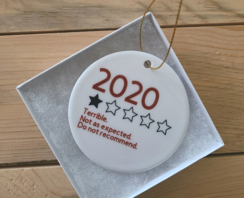 2020 Review Ornament, Ceramic Ornament, Year In Review Ornament, , Pandemic Ornament, It Was Terrible A Terrible Year, Funny Christmas Gift Maroon