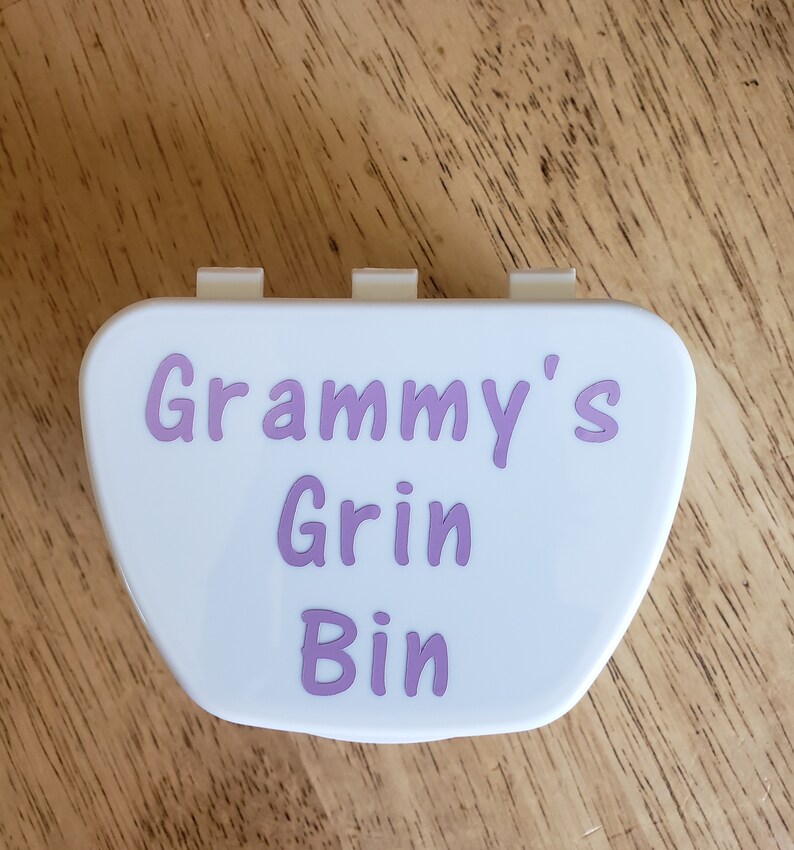 Grammy's Grin Bin Funny Denture Cup Denture Case Etsy