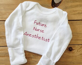 Future Nurse Anesthetist Baby Clothes, Pregnancy Announcement, CRNA Baby Gift