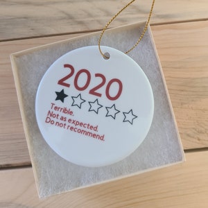 2020 Review Ornament, Ceramic Ornament, Year In Review Ornament, , Pandemic Ornament, It Was Terrible A Terrible Year, Funny Christmas Gift Dark Red