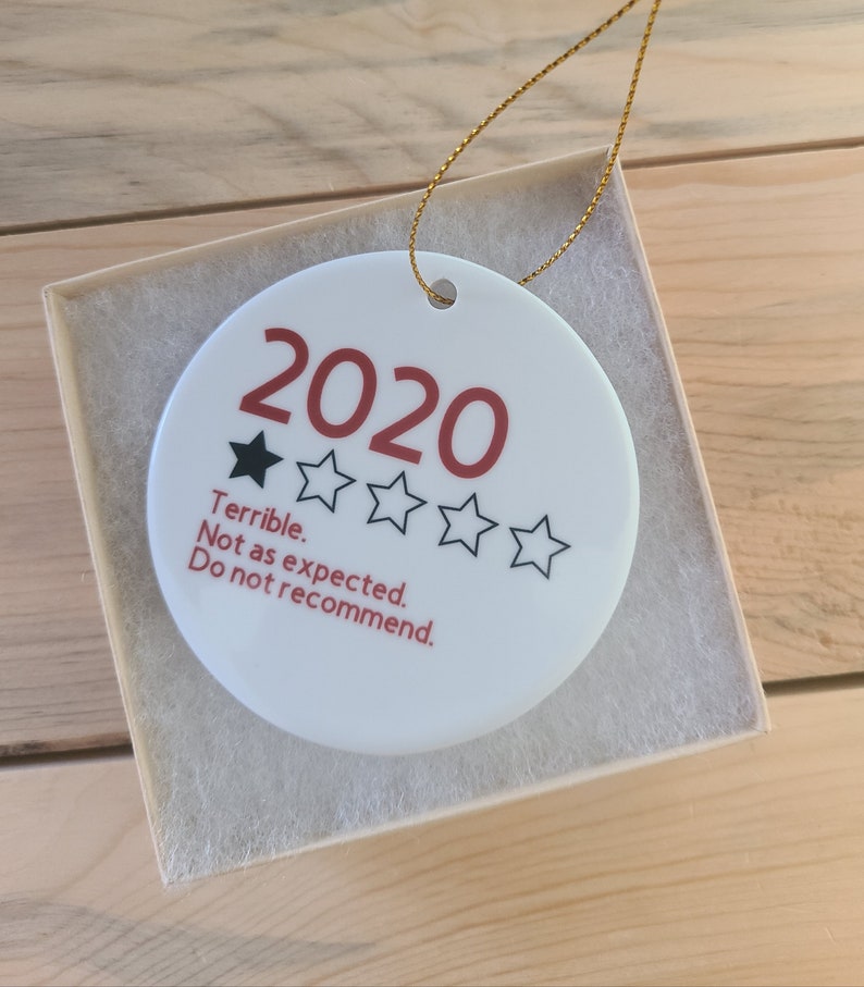 2020 Review Ornament, Ceramic Ornament, Year In Review Ornament, , Pandemic Ornament, It Was Terrible A Terrible Year, Funny Christmas Gift Dark Red