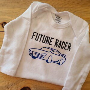 Race Car Baby Clothes, Future Racer Baby Clothes, Gender Neutral Baby, Race Car Baby Gift, Race Car Driver Baby Gift, Dad Drives Fast Cars