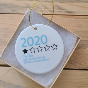 2020 Review Ornament, Ceramic Ornament, Year In Review Ornament, , Pandemic Ornament, It Was Terrible A Terrible Year, Funny Christmas Gift Sky Blue