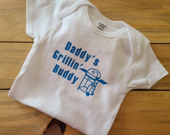 Daddy's Grilling Buddy, Grilling Baby Clothes, Dad's A Chef,  Father's Day Gift, Gender Neutral Baby Clothes, Grilling Master Baby, Bbq Baby