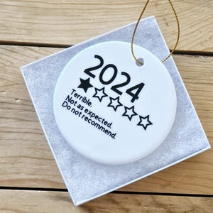 1 Star Review of Year Ornament, Year In Review Ornament, It Was Terrible A Terrible Year, Funny Christmas Gift, Gift of Support, Funny Gift