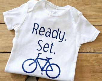 Ready Set Bike Baby Clothes, Cycling Baby Shirt, Bicyclist Gift