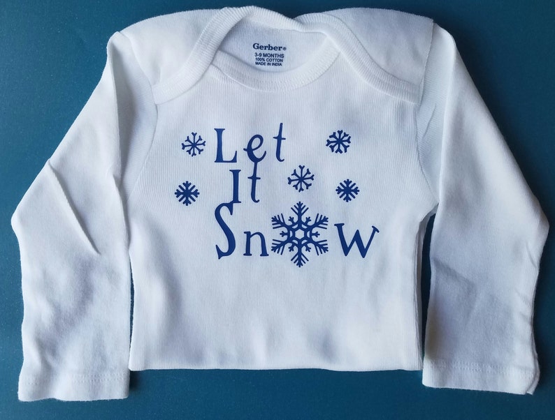 Let It Snow Baby Clothes, Snowflake Baby Gift, My First Christmas, Christmas Baby Shirt, Winter Baby Clothes, Snow Baby Shirt, Snowflake image 1