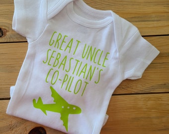 Personalized Uncle's Co-Pilot Baby Clothes, Pilot Gift, Pregnancy Announcement