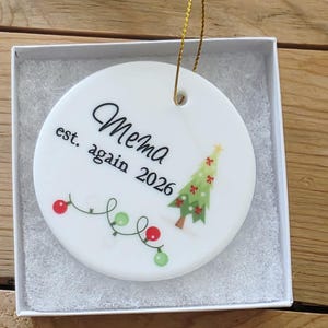 Personalized Mema Ornament: Grandparents Pregnancy Announcement