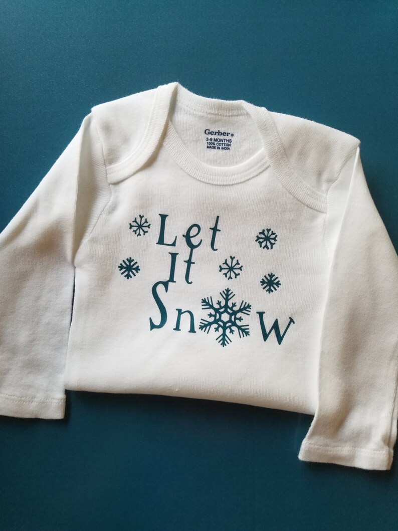 Let It Snow Baby Clothes, Snowflake Baby Gift, My First Christmas, Christmas Baby Shirt, Winter Baby Clothes, Snow Baby Shirt, Snowflake image 3