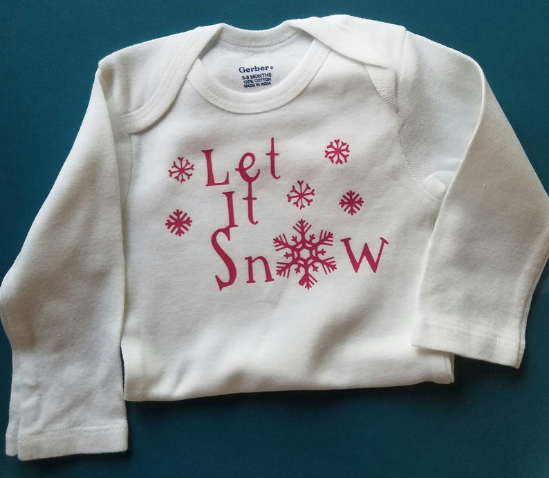 Let It Snow Baby Clothes, Snowflake Baby Gift, My First Christmas, Christmas Baby Shirt, Winter Baby Clothes, Snow Baby Shirt, Snowflake image 2