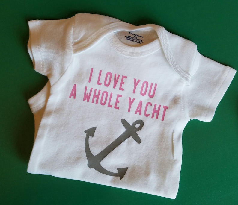 I Love You A Whole Yacht, Nautical Baby Clothes, Yacht Baby, Anchor Baby, Boating Baby Shirt, Gender Neutral Baby Clothes, Lake Baby Shirt afbeelding 8