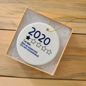 2020 Review Ornament, Ceramic Ornament, Year In Review Ornament, , Pandemic Ornament, It Was Terrible A Terrible Year, Funny Christmas Gift Navy