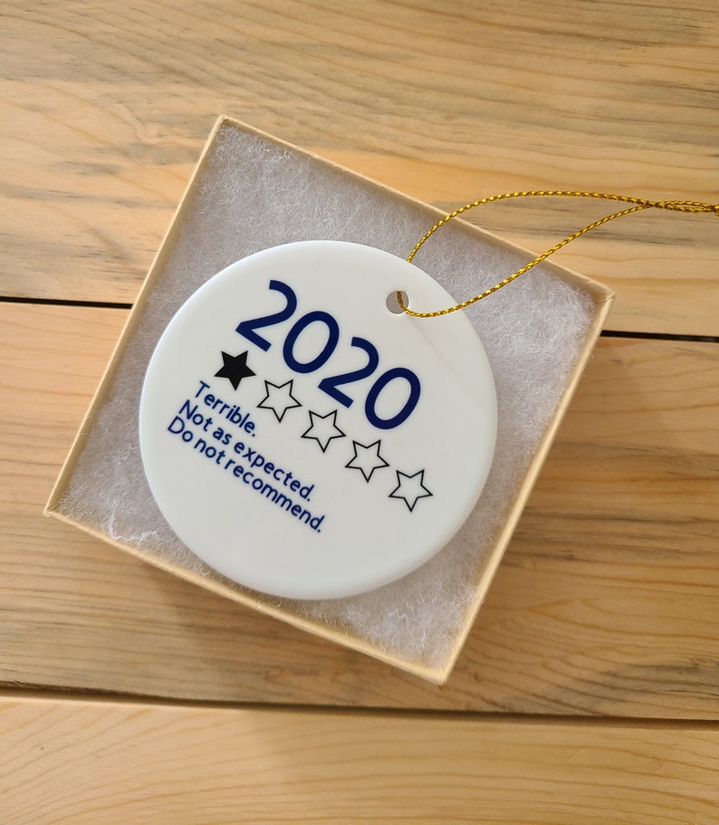 2020 Review Ornament, Ceramic Ornament, Year In Review Ornament, , Pandemic Ornament, It Was Terrible A Terrible Year, Funny Christmas Gift Navy